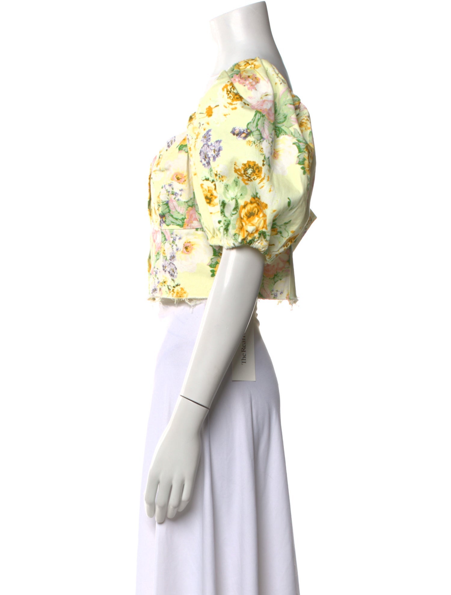 For Love & Lemons Floral Print Square Neckline Crop Top